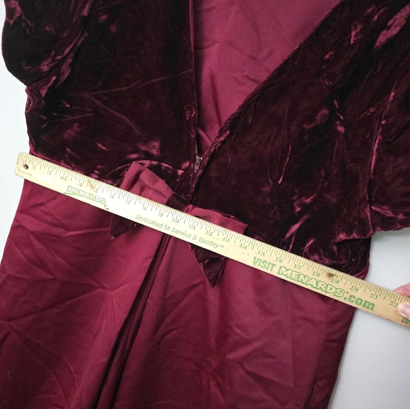 Cachet 20W Burgundy Satin and Velvet Short Sleeved Dress Empire Cherry Girl - Picture 13 of 13